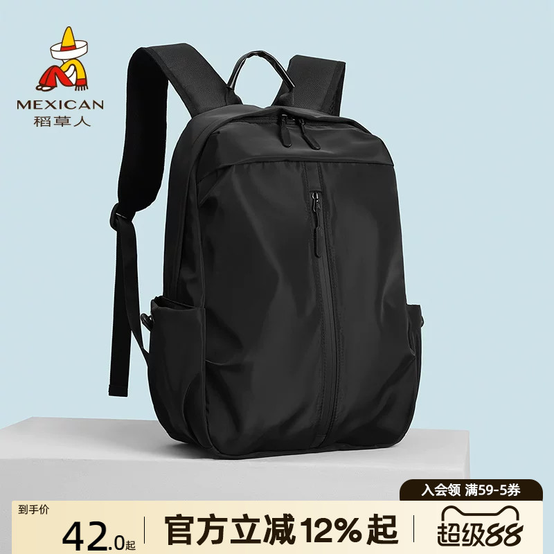 稻草人新款轻便通勤双肩背包图片