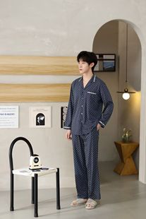 舒适高档家居服实体店版 品牌男睡衣春秋款 家居服套装 长裤 纯棉长袖