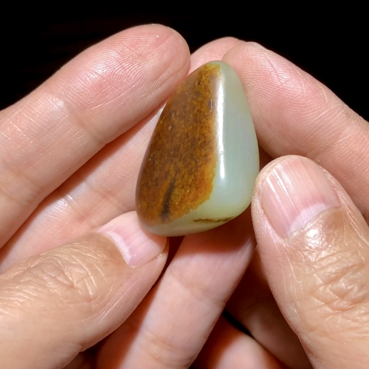 老石头和田玉青白玉双面皮籽料原石玩料枣红皮籽玉原籽吊坠14.6克