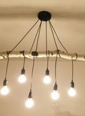 天女散花吊灯DIY多头蜘蛛灯树枝吊灯配件爱迪生灯泡手工创意吊灯