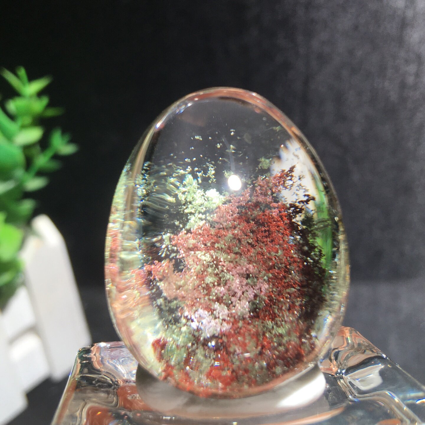 天然水晶原矿打磨红绿粉幽灵裸石纯净体实物图特价