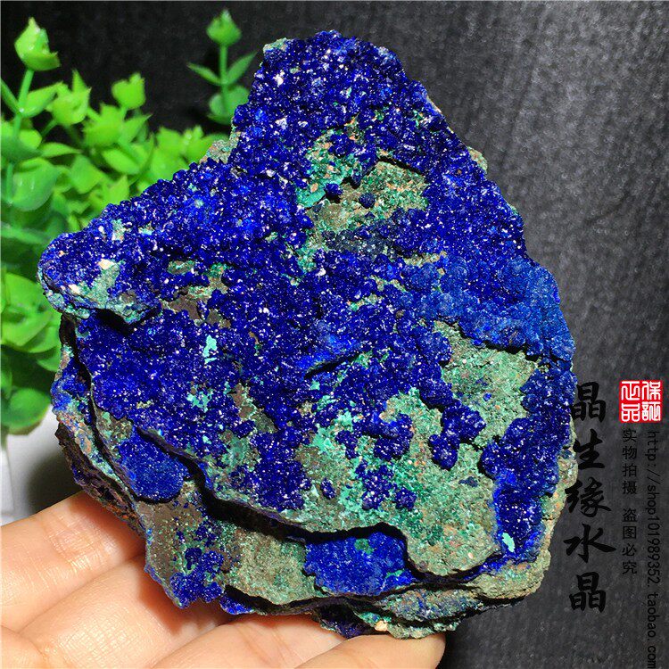 天然精品共生体矿标收藏孔雀石