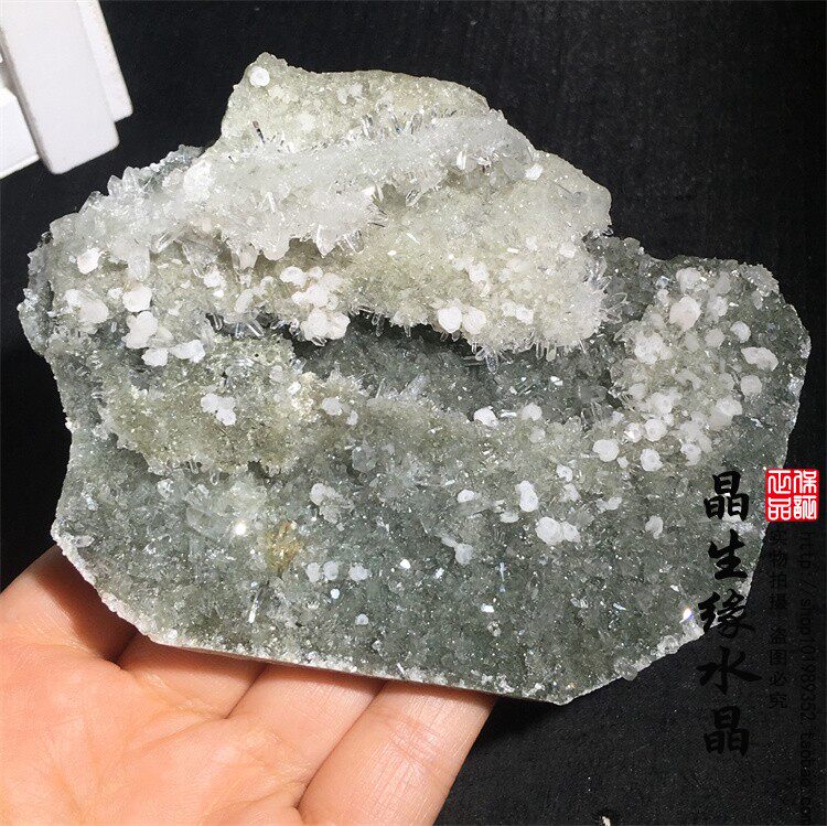 天然福建白水晶菊花水晶共生方解石原矿带荧光收藏矿石实物图可选