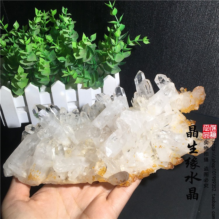 天然白水晶簇原矿标本收藏矿石桌面摆件消磁矿实物图
