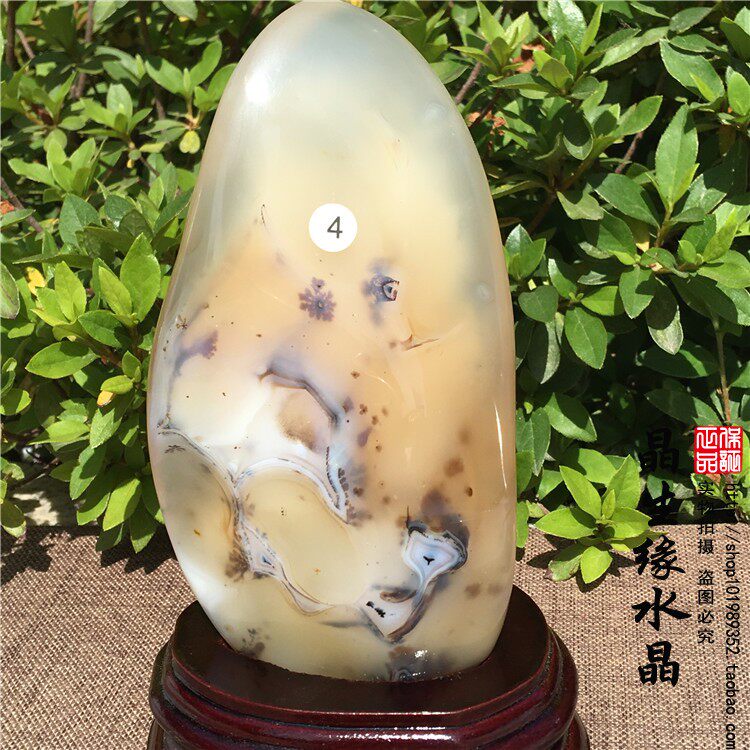 天然水草玛瑙原石奇石收藏礼品实物图送底座