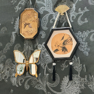 高级感法式中古风客厅装饰画小众雕花复古外框挂画蝴蝶个性艺术画