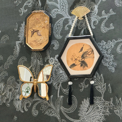 高级感中古风小众艺术蝴蝶雕花画