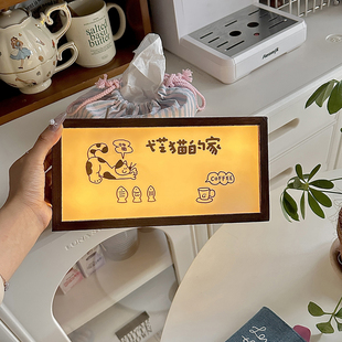 氛围感创意相框灯箱网红打卡咖啡店奶茶店摆件复古室内直播间定制