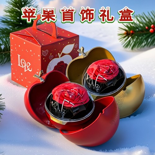 小众玫瑰花苹果双开首饰盒