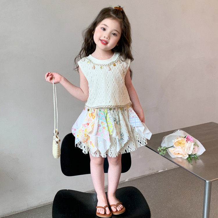 女童夏装套装2026新款儿童夏季度假裙子套装女小童波西米亚风衣服