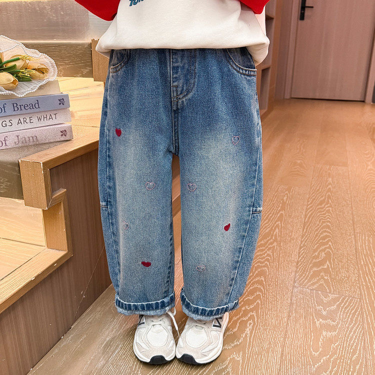 女童牛仔裤2026新款春秋季宝宝春款直筒长裤外穿儿童春装老爹裤