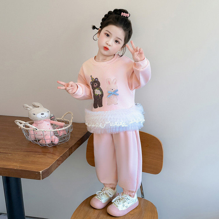 女童卡通印花套装春季2026新款儿童女宝宝洋气时髦春装卫衣两件套