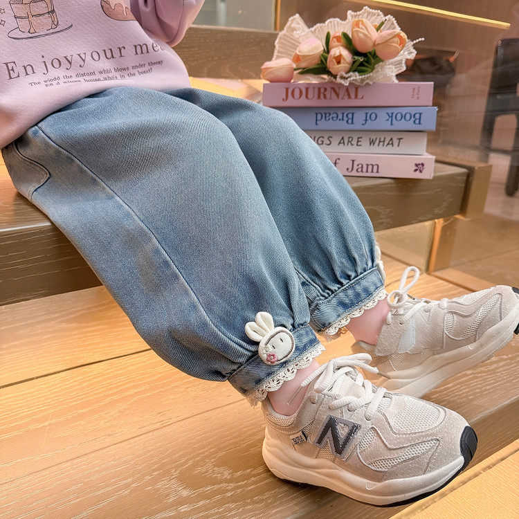 女童牛仔裤2026新款韩版春装时髦儿童洋气休闲裤女宝宝春秋阔腿裤