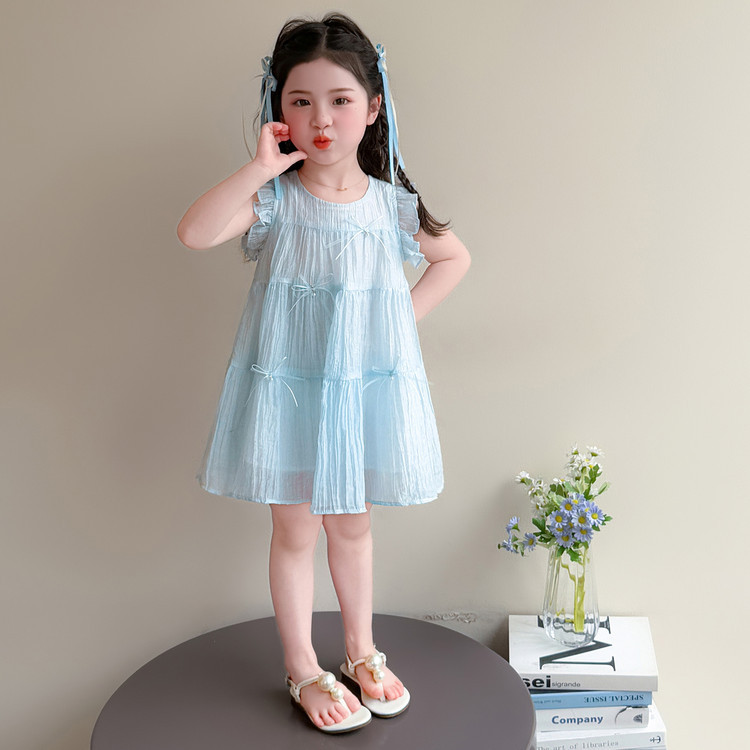 女童连衣裙夏季2026新款儿童洋气宝宝无袖夏装裙子雪纺薄款背心裙