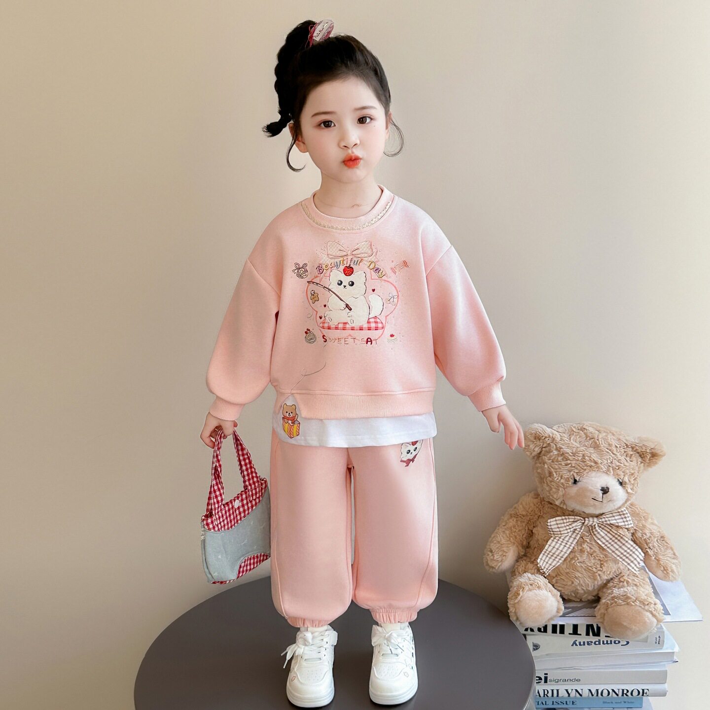 女童卫衣套装春秋款2026新款宝宝卡通长袖衣服休闲儿童春装两件套