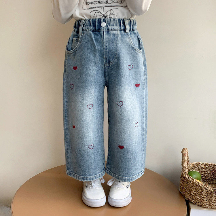 女童牛仔裤子春秋款2026新款春季外穿女宝宝直筒裤儿童装春装长裤