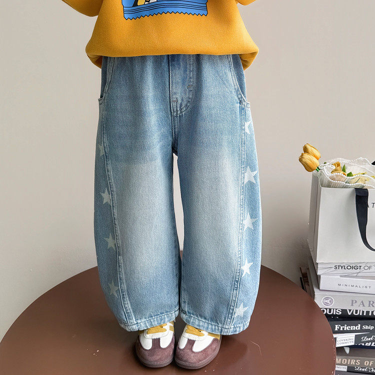 女童裤子2026新款春秋季洋气儿童春装休闲牛仔裤女孩女宝宝弯刀裤