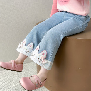 女童裤子春秋2026新款儿童洋气女孩宝宝春季牛仔裤春装洋气喇叭裤