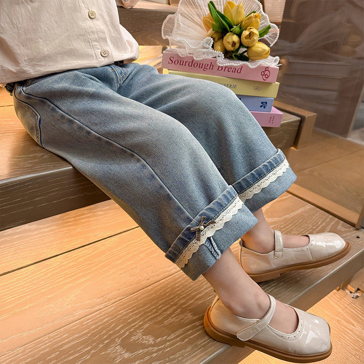 女童牛仔裤子春秋款2026新款春季外穿女宝宝直筒裤儿童装春装长裤