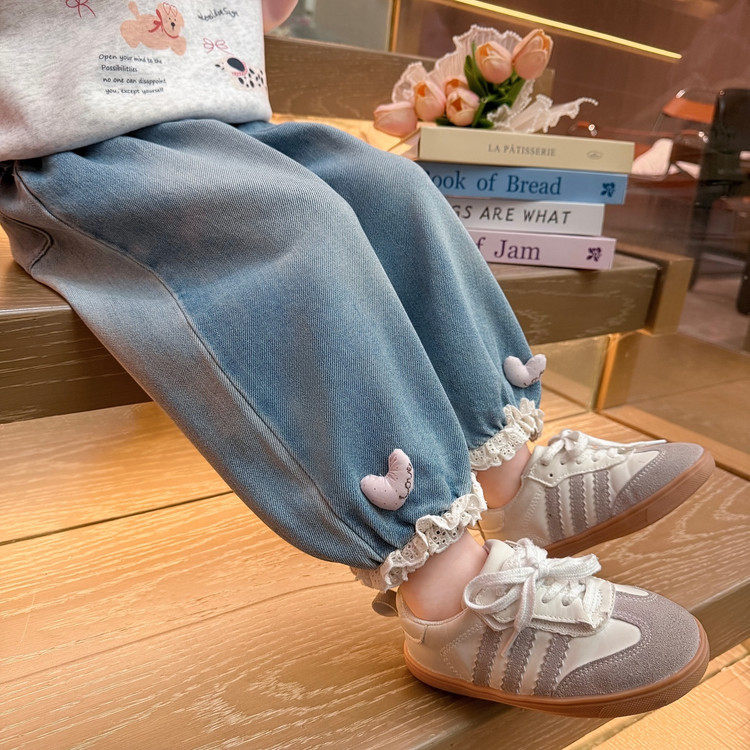 女童牛仔裤春秋2026新款儿童春季洋气灯笼裤宝宝外穿休闲春装裤子