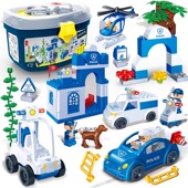 邦宝大颗粒拼插积木儿童益智玩具警察消防工程主题积木3岁以上