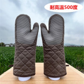 硅胶帆布耐高温烘焙隔热商用微波炉烤箱烤炉挂烫机加厚手套印LOGO