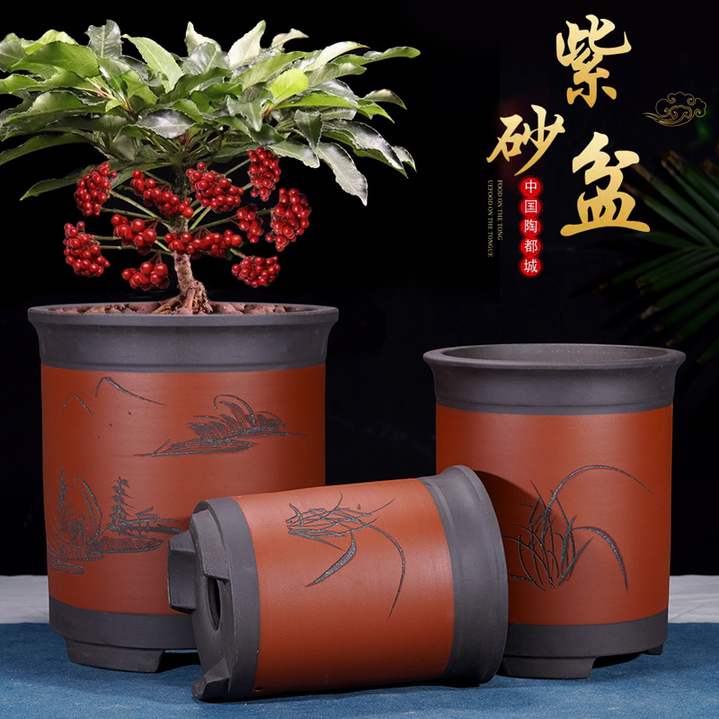 紫砂直筒兰花盆特价清仓