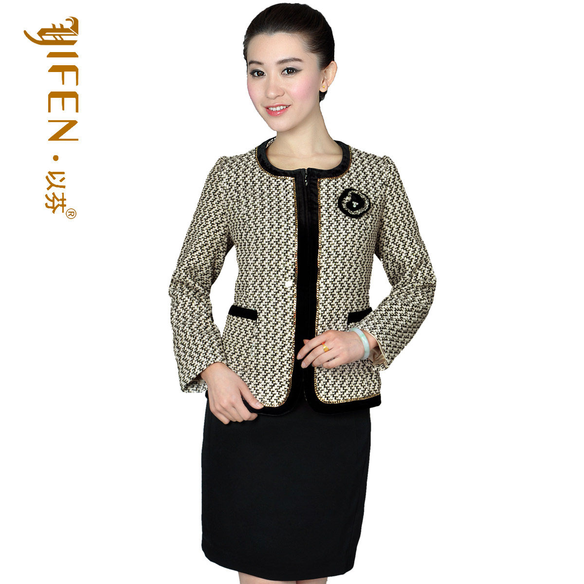 Autumn new pattern High-end brand Women's wear customized grace Ladies Self cultivation T-shirts Herringbone coat Large jacketin the Women's clothing/Boutique , Large size women  category - from Buy2taobao.com to provide professional Taobao agent buy service