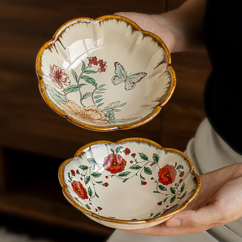 巷子尾中古风陶瓷花朵6英寸菜盘图片