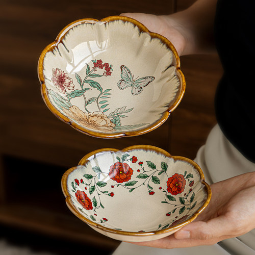 巷子尾中古风陶瓷花朵6英寸菜盘