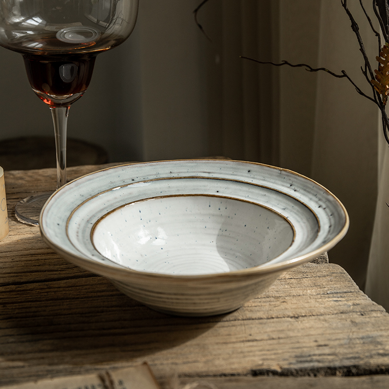 巷子尾〖怀旧不规则草帽碗〗7.5英寸陶瓷碗日式复古面碗酒店汤碗