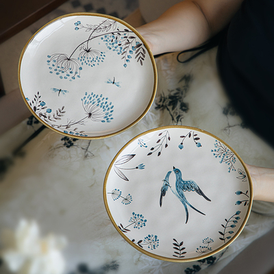 漂亮餐盘高级感轻奢甜品盘碟子