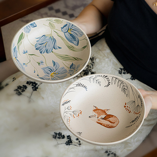 〖巷子尾推荐 〗8英寸芝麻釉陶瓷菜碗敞口沙拉碗大号深盘漂亮大碗