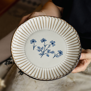 巷子尾〖复古brunch餐盘〗不规则浮雕盘子陶瓷牛排盘早餐甜品摆盘