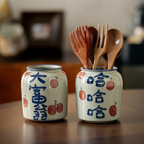 巷子尾手工粗陶收纳罐中式花瓶