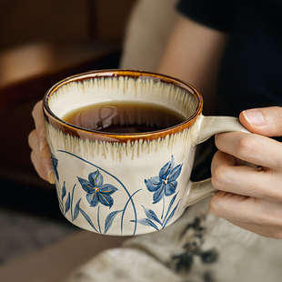 巷子尾〖漂亮杯子〗复古水杯陶瓷马克杯高颜值咖啡杯女生茶杯家用