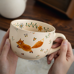 巷子尾〖趣味杯子〗可爱马克杯大号燕麦杯陶瓷早餐杯大容量酸奶碗