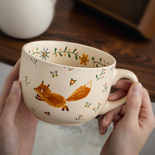 巷子尾〖趣味杯子〗可爱马克杯大号燕麦杯陶瓷早餐杯大容量酸奶碗