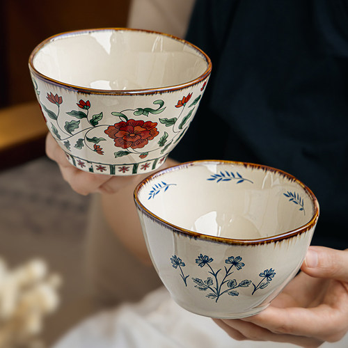 巷子尾〖漂亮小饭碗〗加深异形陶瓷碗家用甜品酸奶碗复古吃饭小碗