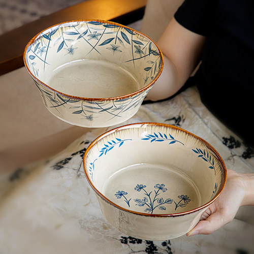 〖巷子尾推荐〗中古风7英寸敞口菜碗陶瓷面碗高颜值沙拉碗面条碗