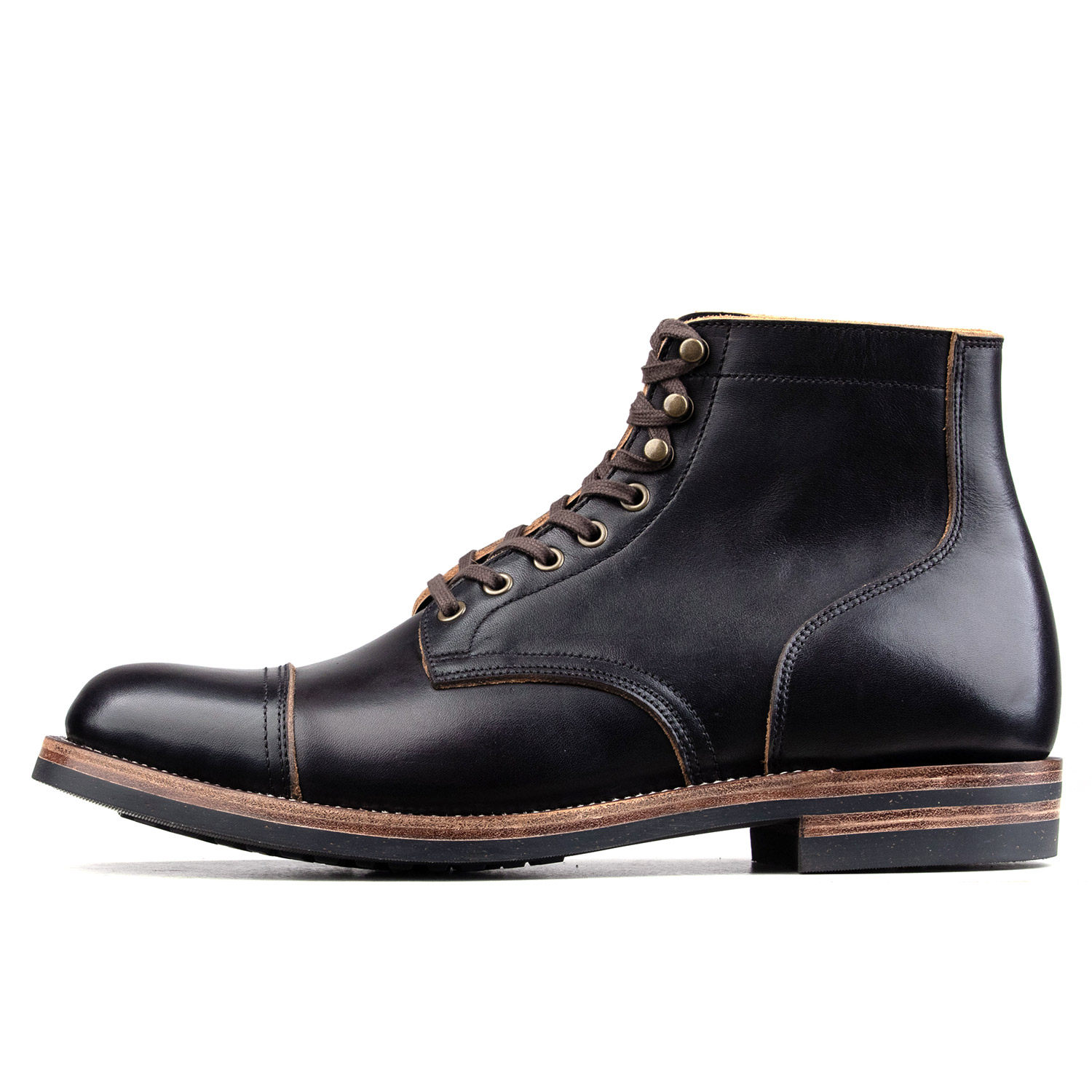 CapToe Service Boot -uosjiet®boots-Black TeaCore Full Grain