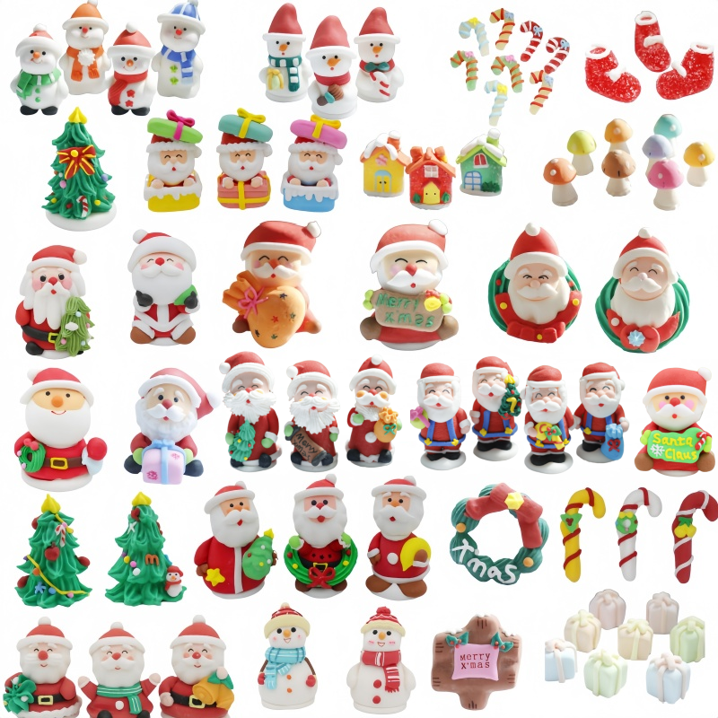 圣诞节装饰糖人蛋糕装饰可食用糖公仔圣诞老人雪人房子树翻糖公仔