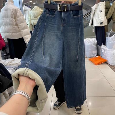 新款深蓝色女装弯刀裤子潮