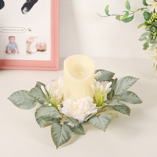 白色蝴蝶花烛台仿真花装饰品场景布置烛台花婚庆婚礼桌面摆设花环