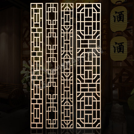 东阳木雕仿古门窗全实木花格中式隔断屏风电视背景墙吊顶镂空玄关