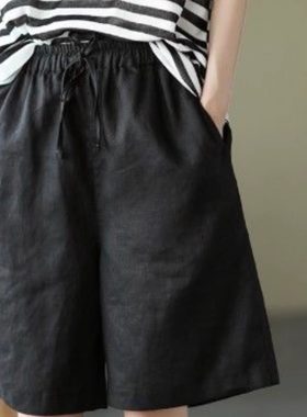 特惠清仓亚麻宽松五分阔腿裤夏