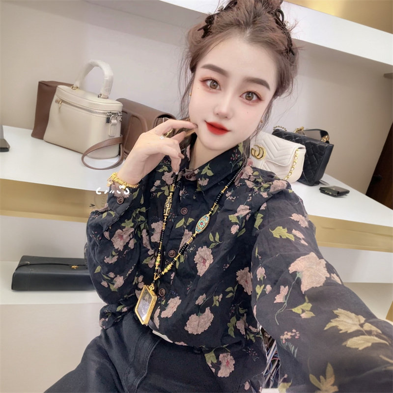 欧货时尚春秋新款长袖棉麻舒适宽松显瘦衬衫高级感港风衬衣打底衫