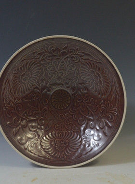 仿古瓷器 复古南宋风格 定窑紫釉花纹碗 古董古玩老货旧货收藏品