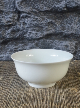 永乐风格甜白釉暗龙茶碗古董古玩