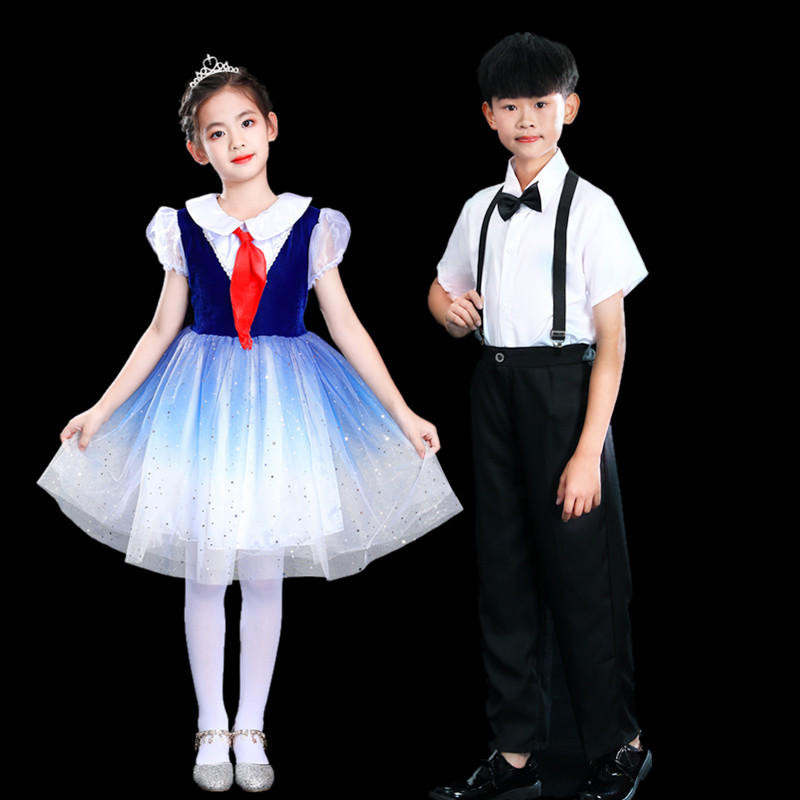 六一儿童演出服大合唱团服装中小学生舞台元旦表演服纱裙男女朗